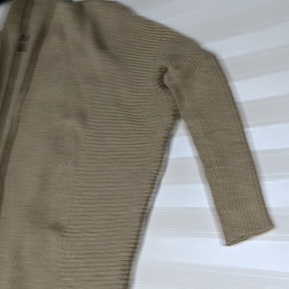 Zara Knit Woman Small Open Cardigan Ribbed Cuffs Top Beige S - Picture 6 of 8